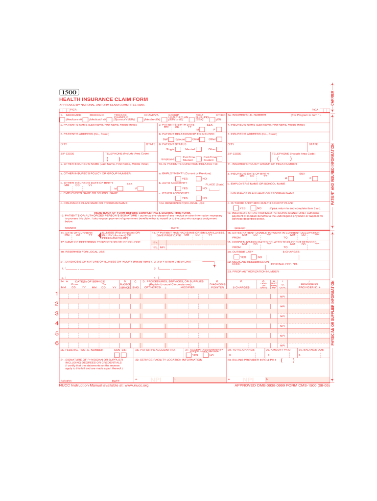 2005 Form CMS 1500 Fill Online Printable Fillable Blank PdfFiller