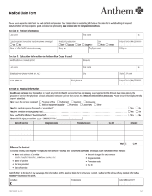 2013 Anthem Medical Claim Form Fill Online Printable Fillable Blank 