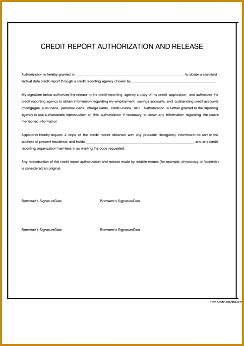 7 Credit Report Authorization Form Template FabTemplatez