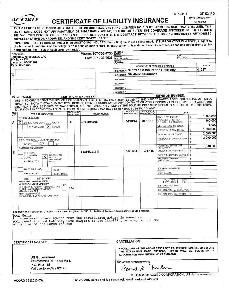 Acord Evidence Of Insurance Form For Vehicles