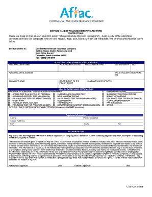 Aflac Wellness Claim Form Fill Online Printable Fillable Blank