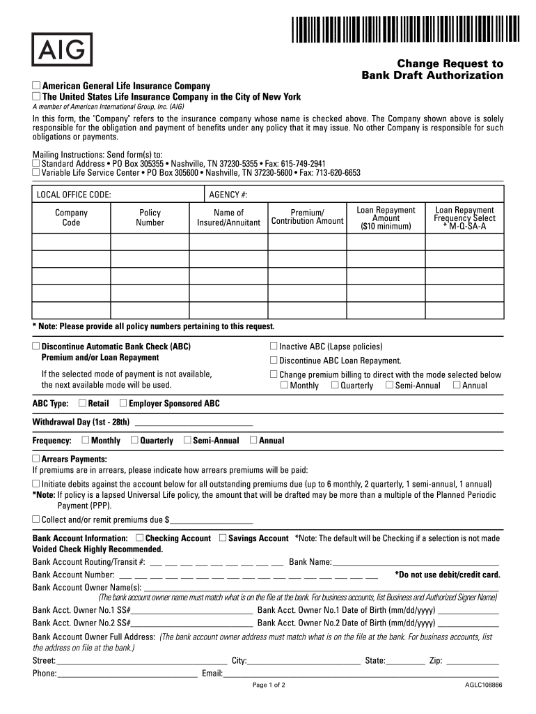 AIG AGLC108866 Fill And Sign Printable Template Online US Legal Forms