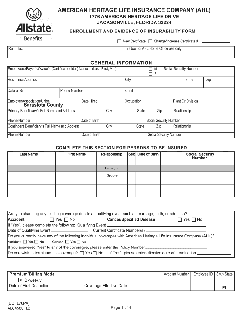 Allstate Sarasota Fill Out And Sign Printable PDF Template SignNow