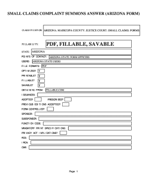 Arizona Small Claims Fill Online Printable Fillable Blank PDFfiller