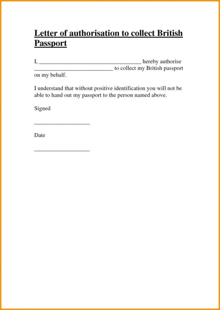 Authorization Letter Template To Pick Up Passport Documents 