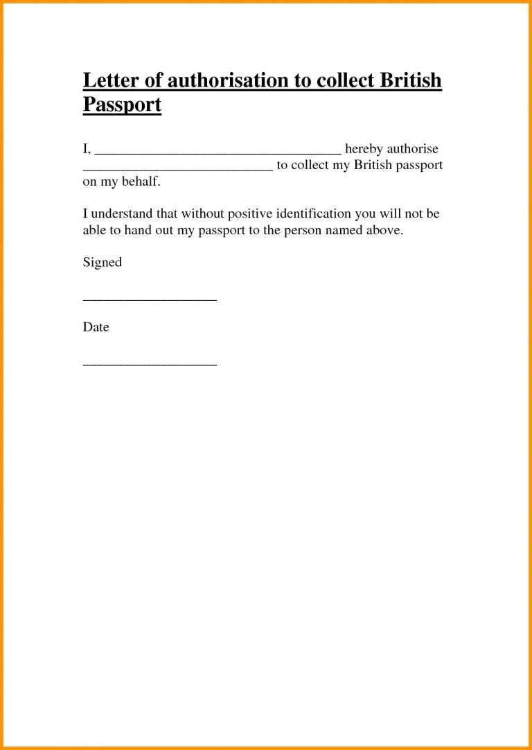 Authorization Letter Template To Pick Up Passport Documents