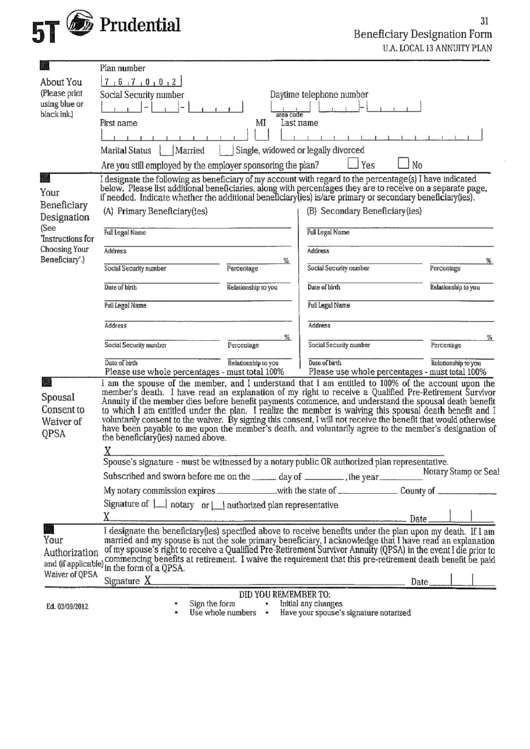 Beneficiary Form Printable Pdf Download