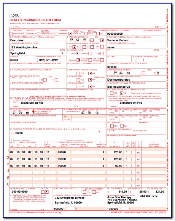 Cms 1500 Claim Form Instructions Workers Compensation Form Resume 