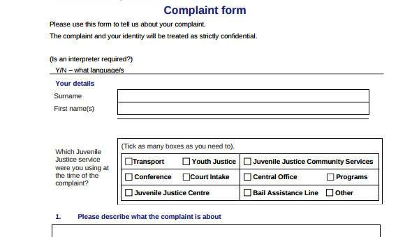 Complaint Form Templates