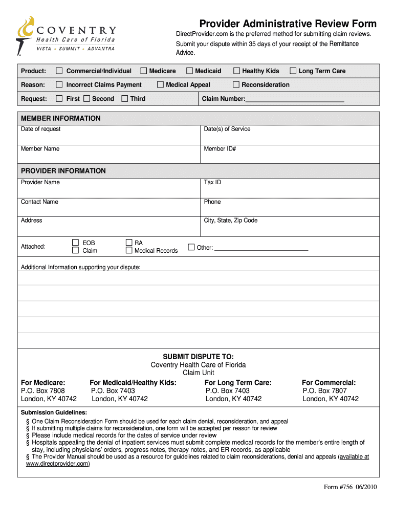 Coventry Medical Claim Form