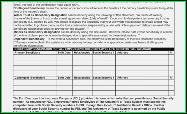 Dearborn National Life Insurance Beneficiary Form Form Resume 