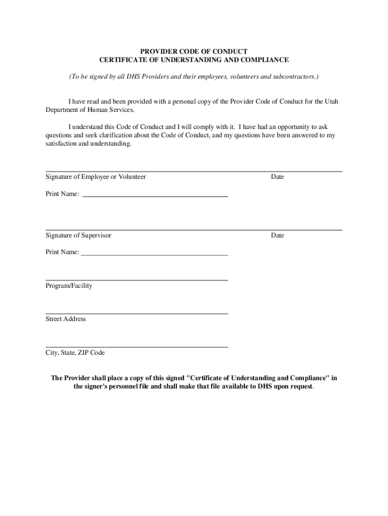 Dhs Code Of Conduct 2020 Fill And Sign Printable Template Online US