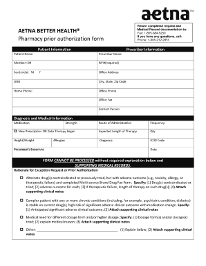 Editable Aetna Prior Authorization Form 2017 Templates To Complete 