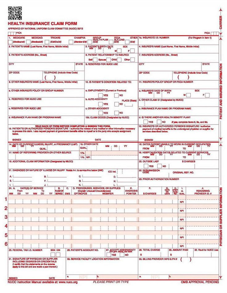 Example Of Cms 1500 Form Completed With Cms 1500 Form Free Medical