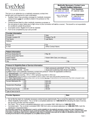 Eyemed Medically Necessary Contacts Form 2021 Fill Online Printable 