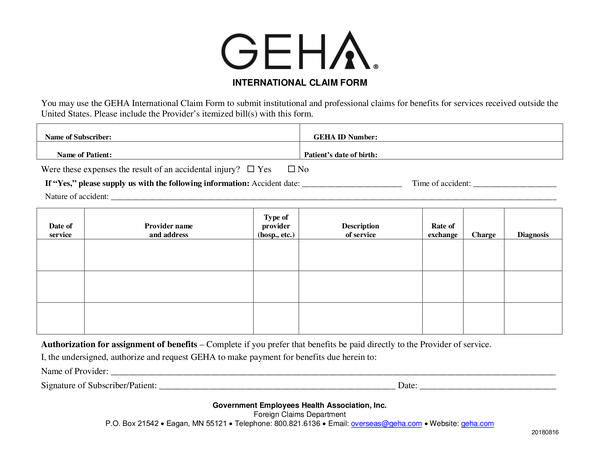 Fill Free Fillable GEHA PDF Forms