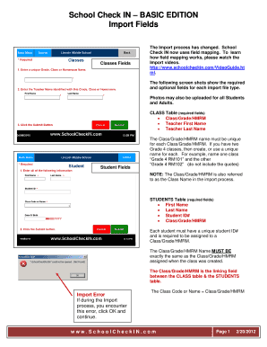 Fillable Online Basic Import Field Information PDF School Check