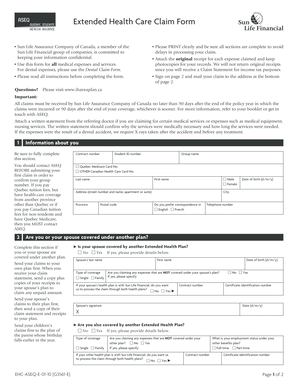 Fillable Online Extended Health Care Claim Form ASeQ Fax Email Print 