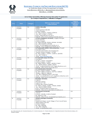 Fillable Online NATIONAL COUNCIL FOR TEACHER EDUCATION NCTE Fax Email 