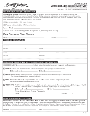 Fillable Online Registration Form Barrett Jackson Auction Company Fax 