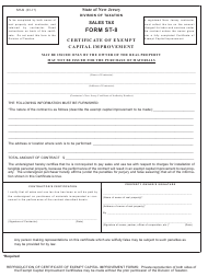 Form ST 8 Download Printable PDF Or Fill Online Certificate Of Exempt 