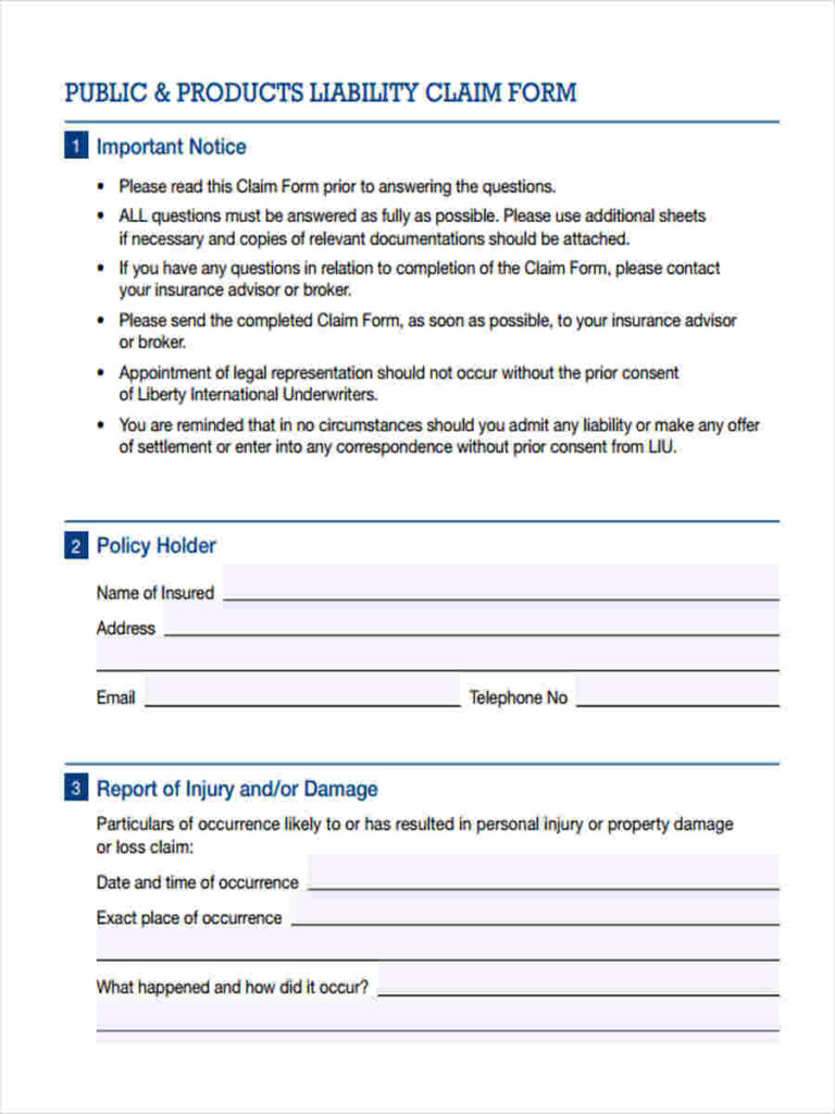 FREE 10 Liability Claim Forms In PDF Ms Word