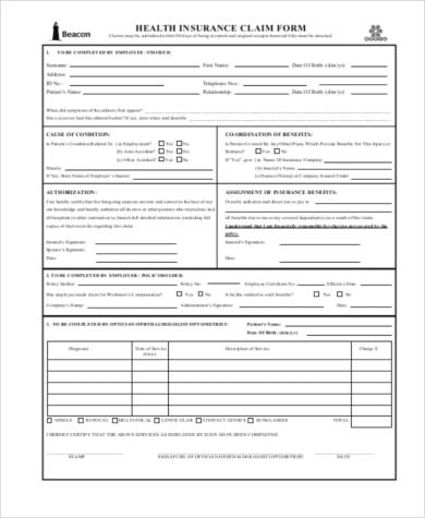 FREE 10 Sample Insurance Claim Forms In PDF MS Word