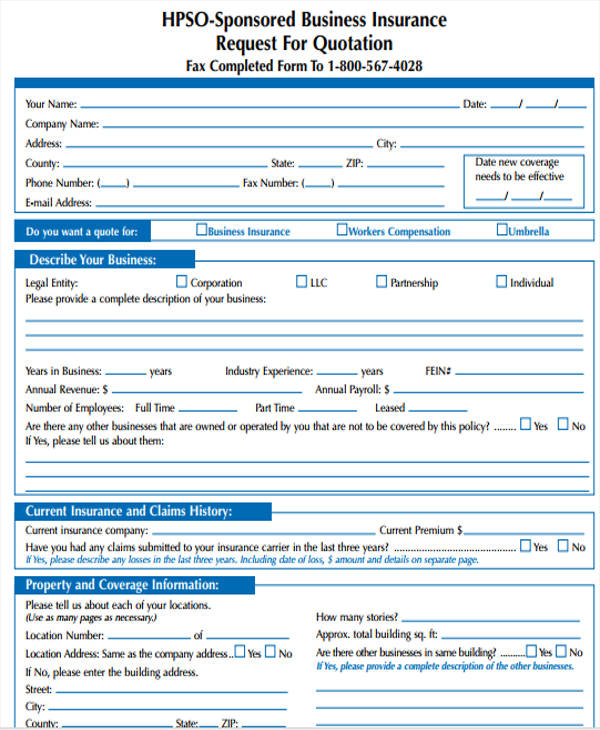 FREE 11 Business Insurance Forms In PDF MS Word