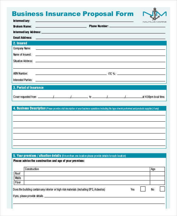 FREE 11 Business Insurance Forms In PDF MS Word