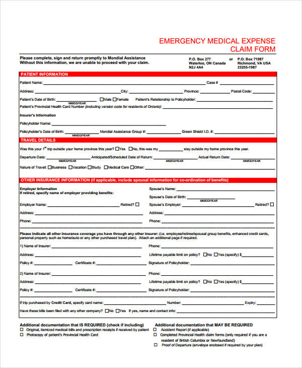 FREE 11 Medical Expense Forms In PDF MS Word