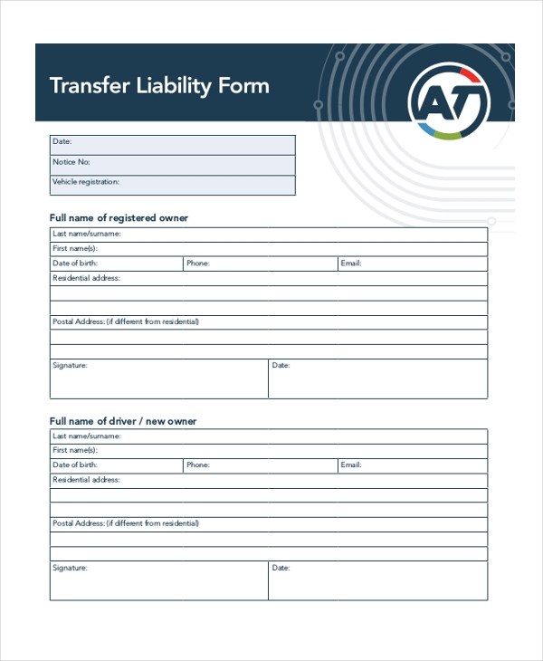 FREE 12 Sample Liability Forms In PDF Word Excel