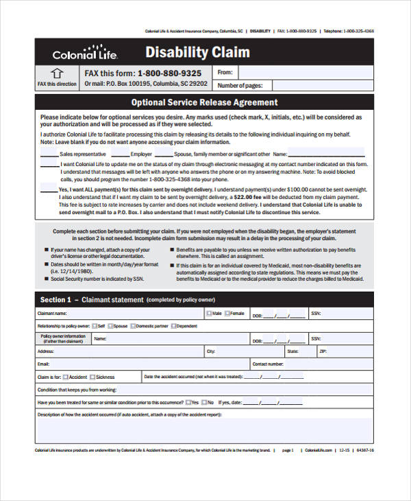 FREE 36 Claim Form Examples In PDF Excel MS Word