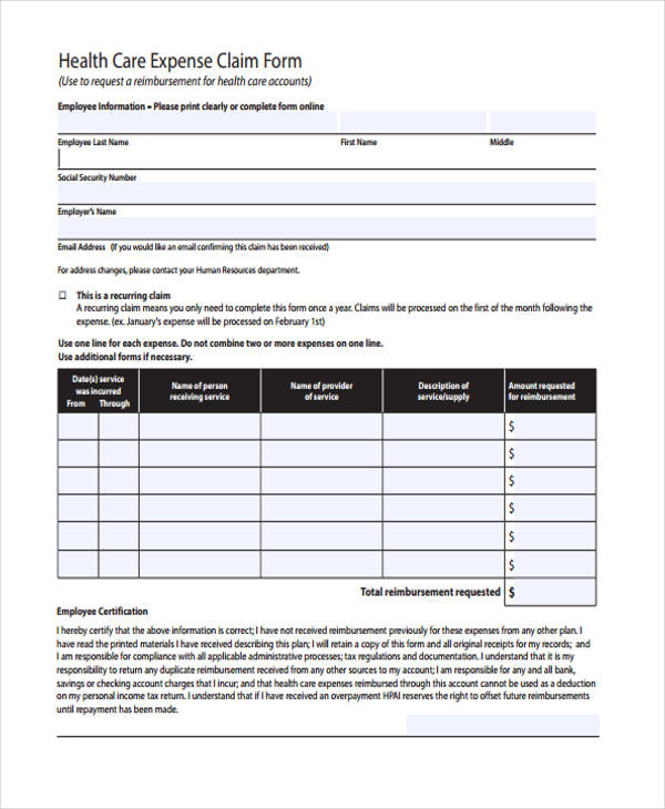 FREE 36 Claim Form Examples In PDF Excel MS Word