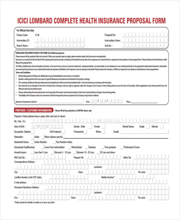 FREE 49 Insurance Proposal Forms In PDF MS Word Excel