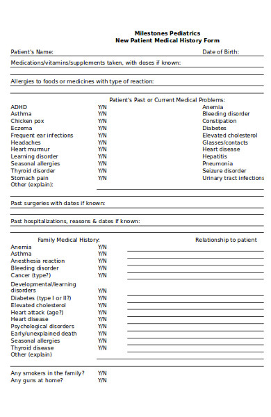 FREE 6 Medical History Forms In PDF MS Word Excel