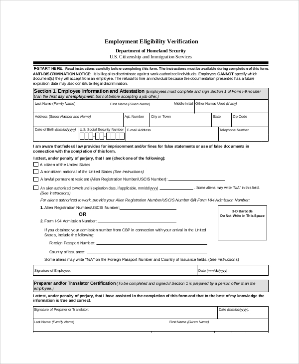 FREE 6 Sample Employment Verification Forms In PDF