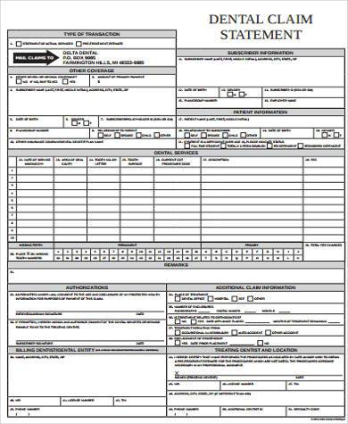 FREE 8 Dental Claim Forms Samples In MS Word PDF