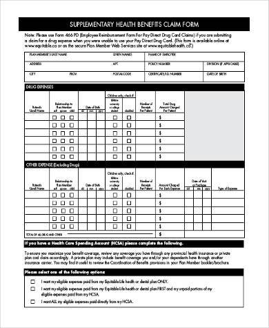 FREE 8 Sample Health Insurance Claim Forms In PDF MS Word