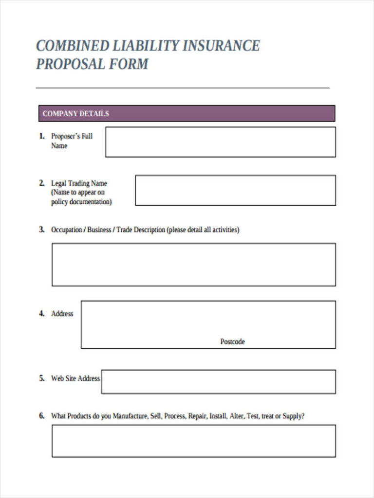 FREE 9 Liability Insurance Forms In PDF MS Word