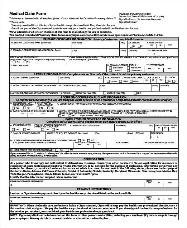 FREE 9 Sample Medical Forms In MS Word PDF