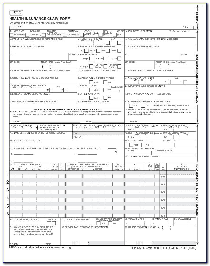 Free Fillable Hcfa 1500 Claim Form Form Resume Examples jNDAaqxD6x