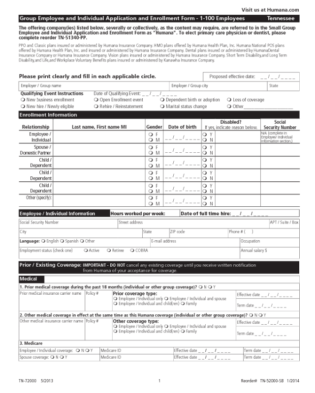 Humana Application Form Edit Fill Sign Online Handypdf