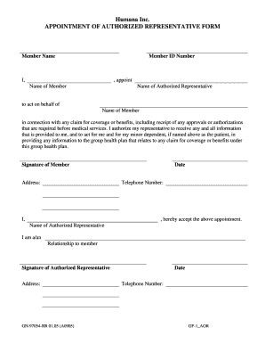 Humana Appointment Of Representative Form Fill Out And Sign Printable 