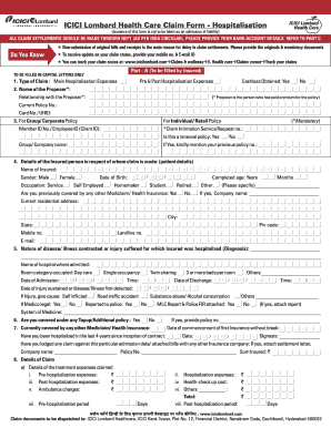 Icici Lombard Claim Form Filled Sample Fill Online Printable