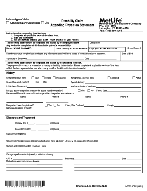 Metlife Long Term Disability Forms Fill Online Printable Fillable 