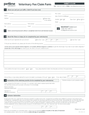 Petline Insurance Claim Form Fill Online Printable Fillable Blank