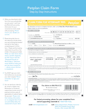 Petplan Claim Form Canada Fill Online Printable Fillable Blank