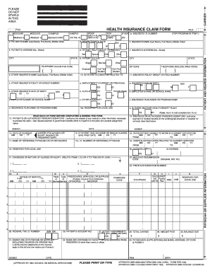 Printable Health Insurance Claim Form 1500 Instructions Edit Fill 