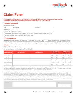 Printable Medibank Oshc Claim Form Fill Out Download Online Blanks 