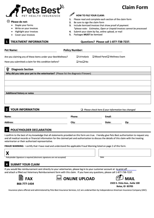 Printable Nationwide Pet Insurance Claim Form Printable Form 2021